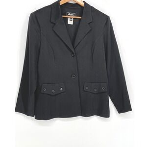 Vintage‎ Sweet Suit Women Blazer 16P Petite Jacket Black Button Pocket Accent